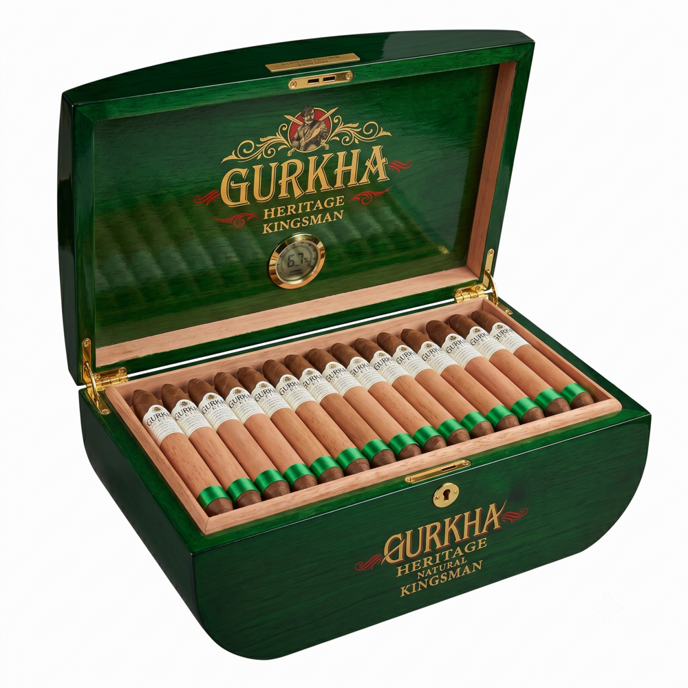 GURKHA HERITAGE NATURAL KINGSMAN FIGURADO HUMIDOR GREEN (1 box,50'S)